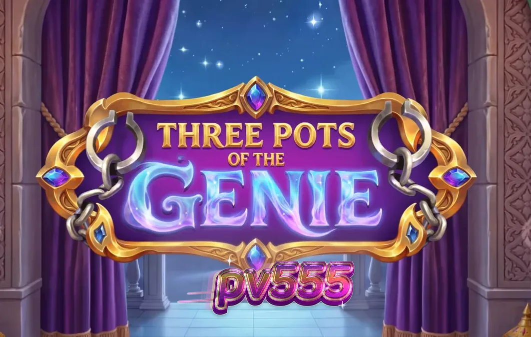 Interface do slot Three Pots of the Genie com temática árabe e potes de gemas